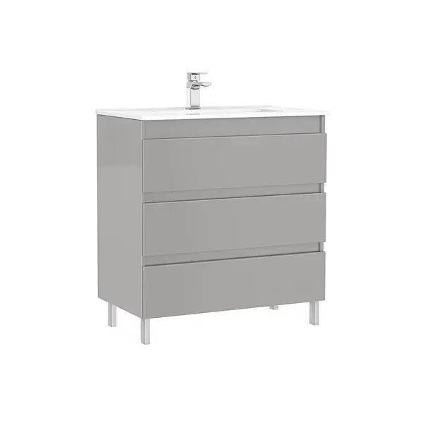Set dulap baza pe pardoseala Gala Daily gri 3 sertare cu lavoar 80 cm [1]
