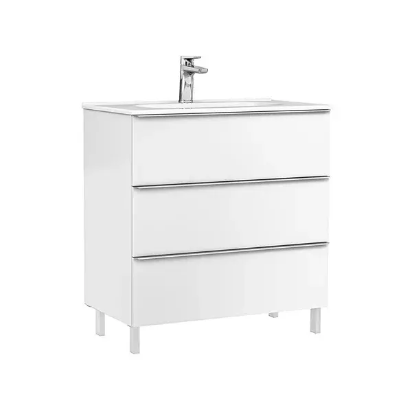Set dulap baza pe pardoseala Gala Shona alb 3 sertare cu lavoar Klea 80 cm [1]