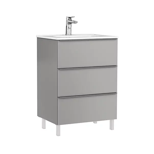 Set dulap baza pe pardoseala Gala Shona gri 3 sertare cu lavoar Klea 60 cm [1]