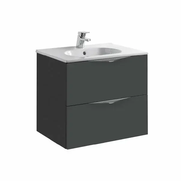 Set dulap baza suspendat Gala Agata gri mat 2 sertare si lavoar Klea 60 cm [1]