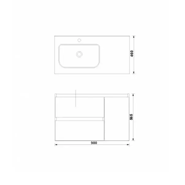 Set dulap baza suspendat Gala Daily alb 2 sertare 1 usa si lavoar 90 cm [2]