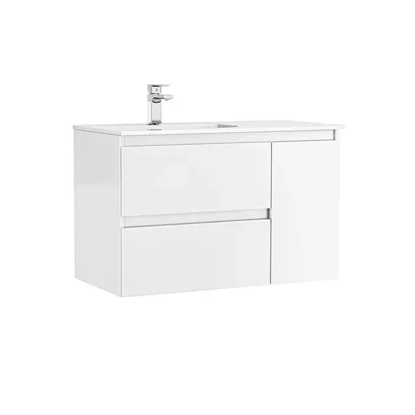 Set dulap baza suspendat Gala Daily alb 2 sertare 1 usa si lavoar 90 cm [1]