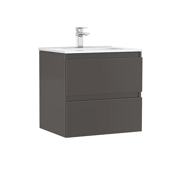Set dulap baza suspendat Gala Daily antracit 2 sertare cu lavoar 60 cm [1]