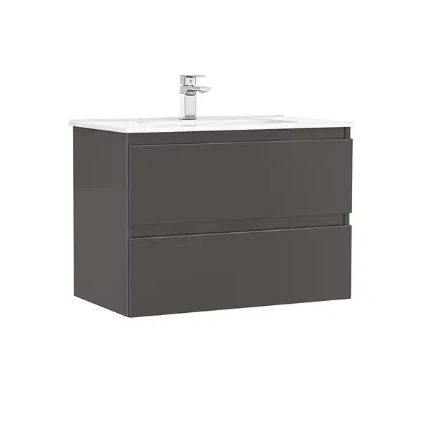 Set dulap baza suspendat Gala Daily antracit 2 sertare cu lavoar 80 cm [1]