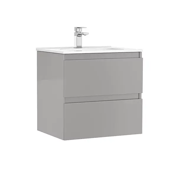 Set dulap baza suspendat Gala Daily gri 2 sertare cu lavoar 60 cm [1]