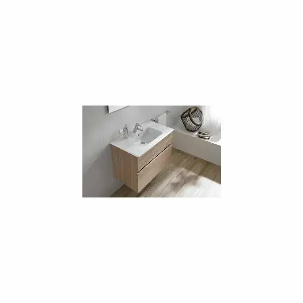 Set dulap baza suspendat Gala Jade stejar 2 sertare si lavoar 80 cm [2]