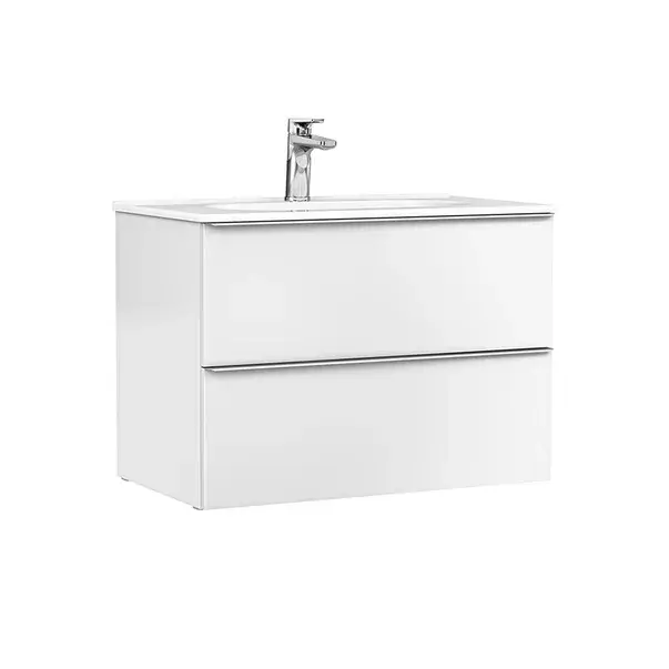 Set dulap baza suspendat Gala Shona alb 2 sertare cu lavoar Klea 80 cm [1]