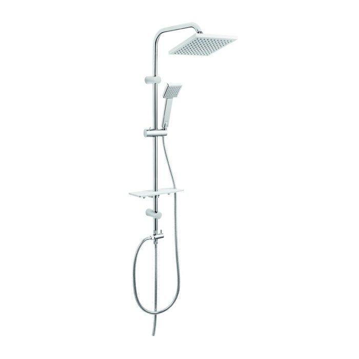 Set dus Ferro, Squerto Lux, cu suport culisant, cap fix si mobil, etajera, crom [1]
