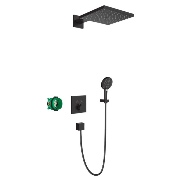 Set dus Hansgrohe, Raindance E ShowerSelect, cu baterie cu termostat, negru mat [1]