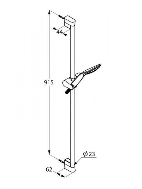 Set dus Kludi, Fizz,1S, cu bara de 90 cm, crom [2]