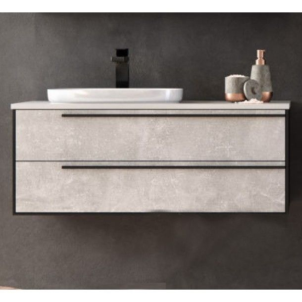 Set mobilier baie (masca cu 2 sertare si lavoar) Kolpa San Grace 100x52xH39 cm, gri (light concrete) [1]