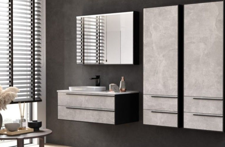 Set mobilier baie (masca cu 2 sertare si lavoar) Kolpa San Grace 100x52xH39 cm, gri (light concrete) [2]
