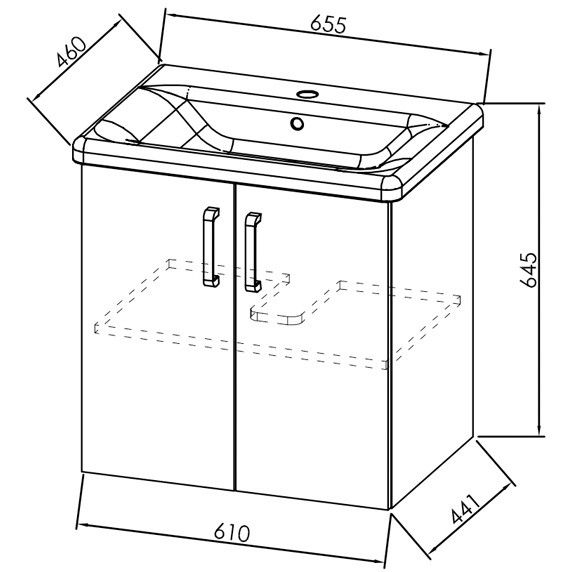 Set mobilier baie (masca cu 2 usi si lavoar) Kolpa San Evelin 66 cm, alb [2]