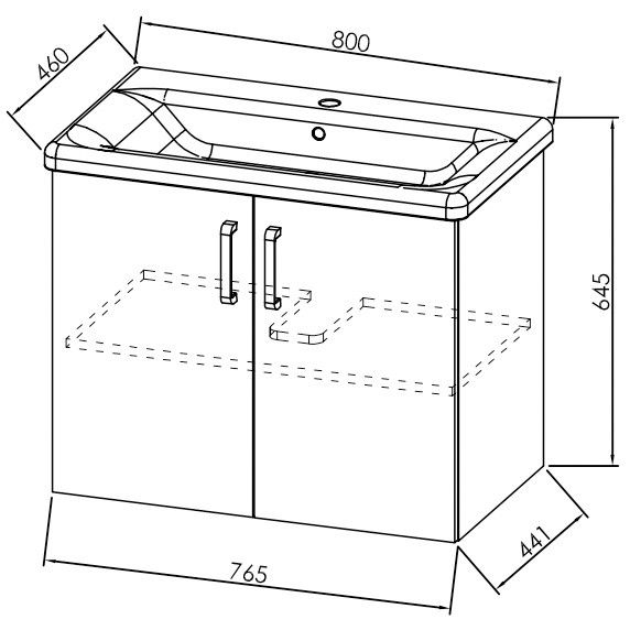 Set mobilier baie (masca cu 2 usi si lavoar) Kolpa San Evelin 80 cm, alb [2]