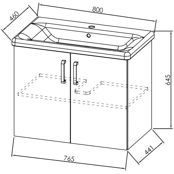 Set mobilier baie (masca cu 2 usi si lavoar) Kolpa San Evelin 80x46xH64 cm, antracit [3]
