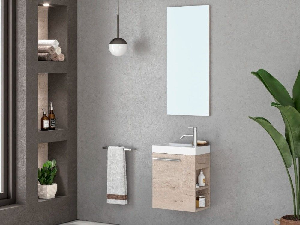 Set mobilier baie (masca si lavoar) Kolpa San Kiki 51x25xH51 cm, deschidere stanga, bej (craftwood) [2]