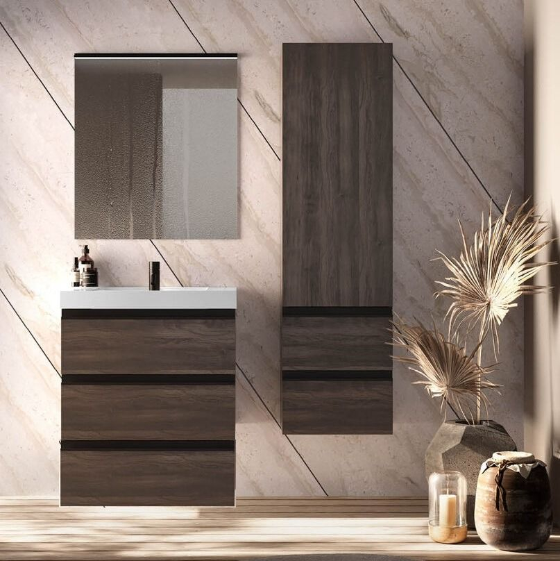 Set mobilier baie (masca stativa cu 3 sertare si lavoar) Kolpa San Harmony 100x48xH90, stejar inchis [2]