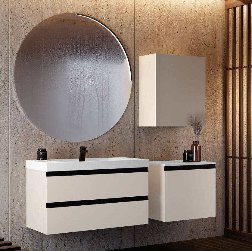 Set mobilier baie (masca stativa cu 3 sertare si lavoar) Kolpa San Harmony 120x48xH90, gri deschis [7]