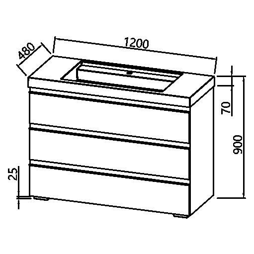 Set mobilier baie (masca stativa cu 3 sertare si lavoar) Kolpa San Harmony 120x48xH90, gri deschis [10]