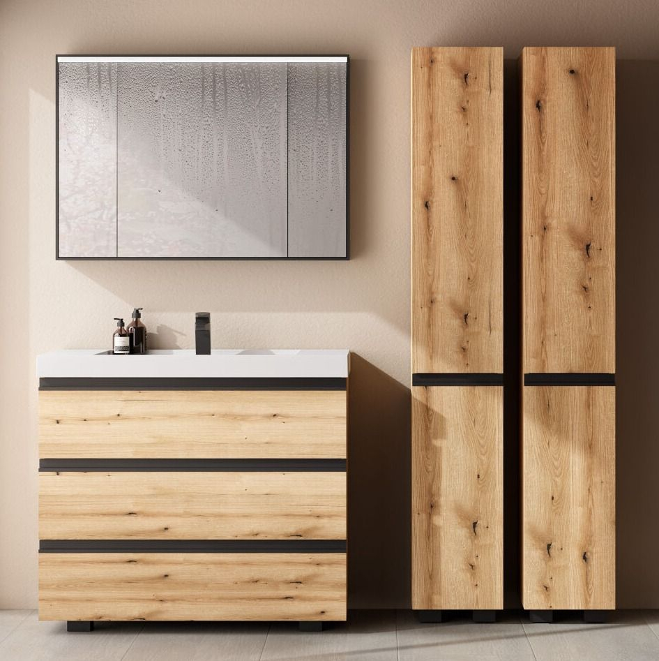 Set mobilier baie (masca stativa cu 3 sertare si lavoar) Kolpa San Harmony 70x48xH90, stejar natur [3]