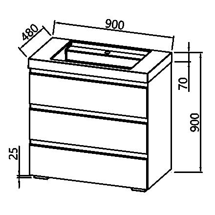 Set mobilier baie (masca stativa cu 3 sertare si lavoar) Kolpa San Harmony 90x48xH90, stejar inchis [8]