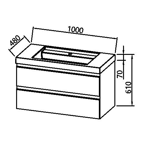 Set mobilier baie (masca suspendata cu 2 sertare si lavoar) Kolpa San Harmony 100x48xH61, gri deschis [7]