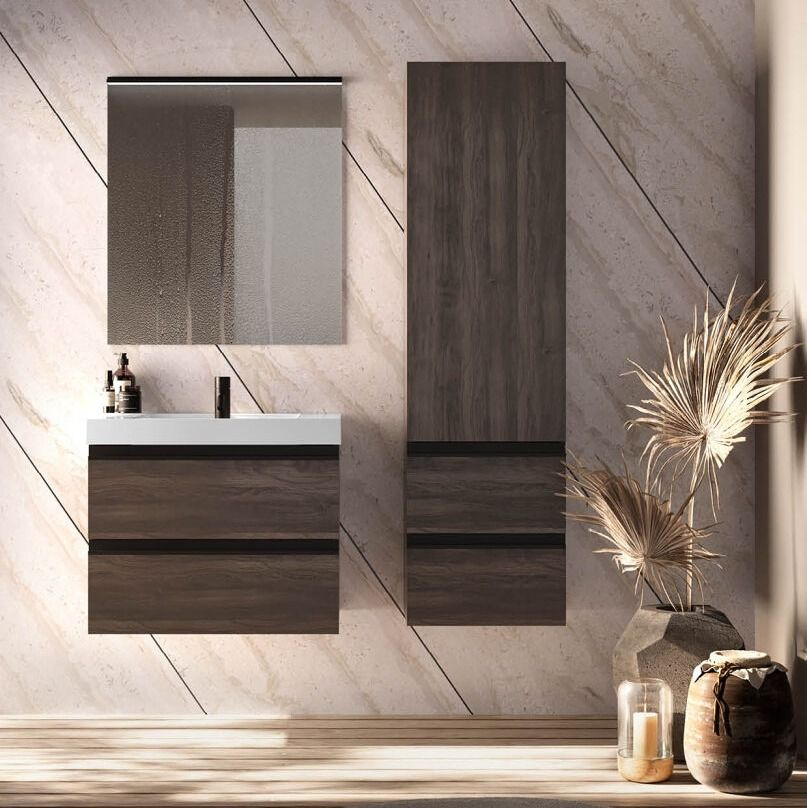 Set mobilier baie (masca suspendata cu 2 sertare si lavoar) Kolpa San Harmony 100x48xH61, stejar inchis [2]