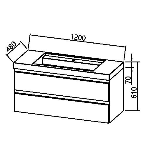 Set mobilier baie (masca suspendata cu 2 sertare si lavoar) Kolpa San Harmony 120x48xH61, gri deschis [7]
