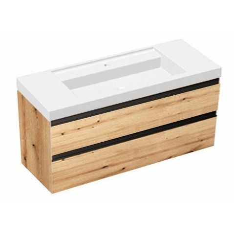 Set mobilier baie (masca suspendata cu 2 sertare si lavoar) Kolpa San Harmony 120x48xH61, stejar natur [1]