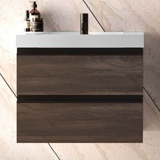 Set mobilier baie (masca suspendata cu 2 sertare si lavoar) Kolpa San Harmony 70x48xH61, stejar inchis [1]