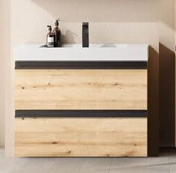 Set mobilier baie (masca suspendata cu 2 sertare si lavoar) Kolpa San Harmony 90x48xH61, stejar natur [1]