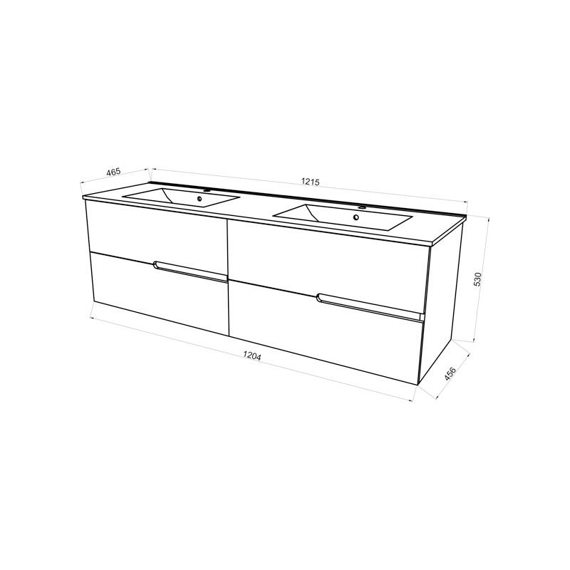 Set mobilier cu lavoar dublu Fluminia Toledo 120 cu 4 sertare soft close alb [4]