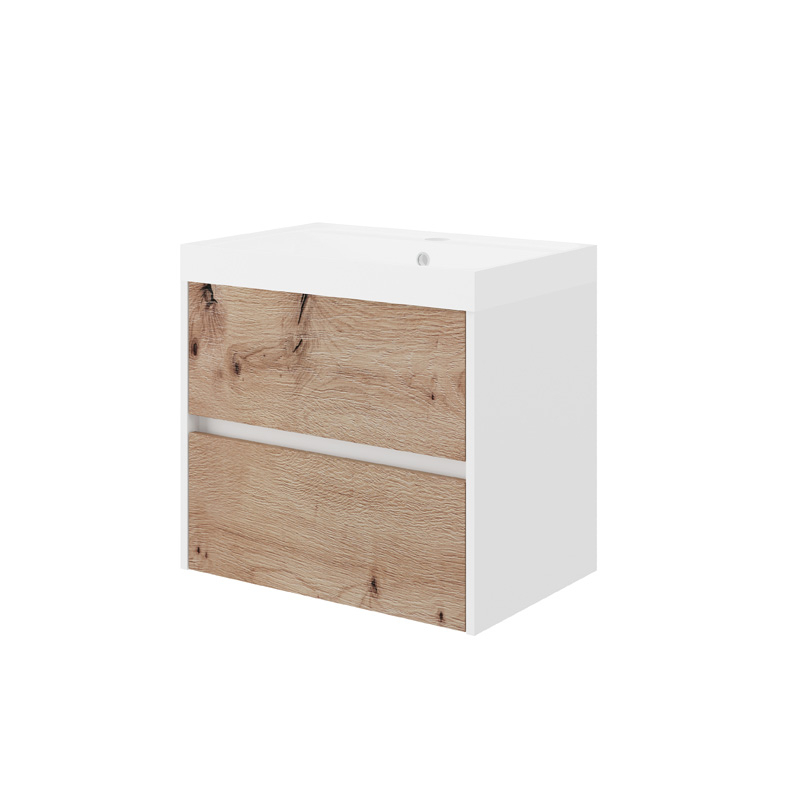 Set mobilier cu lavoar Fluminia Fiori 60 cu sertare soft close stejar [1]