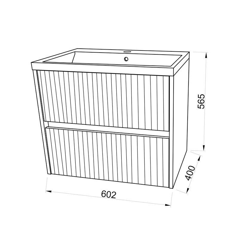 Set mobilier cu lavoar Fluminia Fiori 60 cu sertare soft close stejar [4]