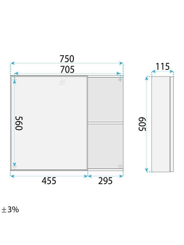 Set mobilier de baie cu lavoar Denver 80cm Grey [8]
