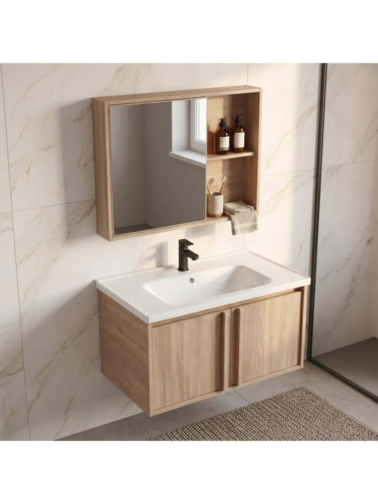 Set mobilier de baie cu lavoar Gama T25023 BXM 80CM bej [3]