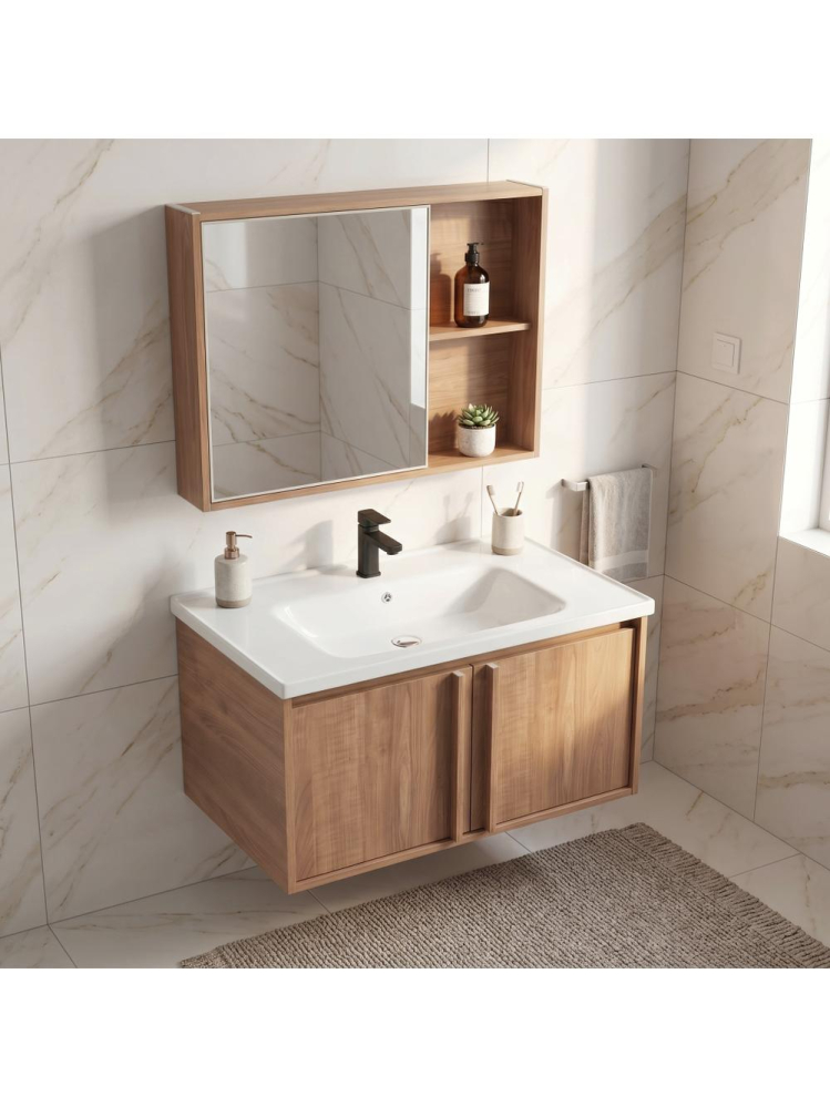 Set mobilier de baie cu lavoar Gama T25023 HHL 80CM maro [3]