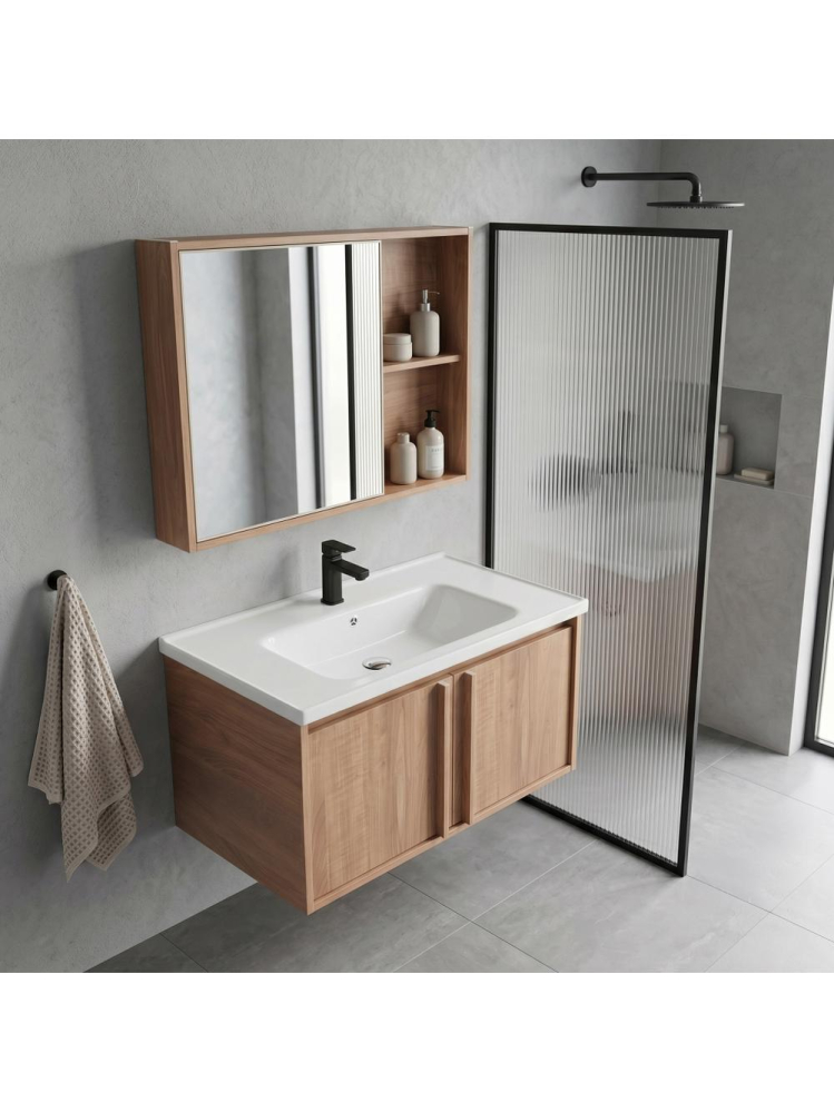 Set mobilier de baie cu lavoar Gama T25023 HHL 80CM maro [5]
