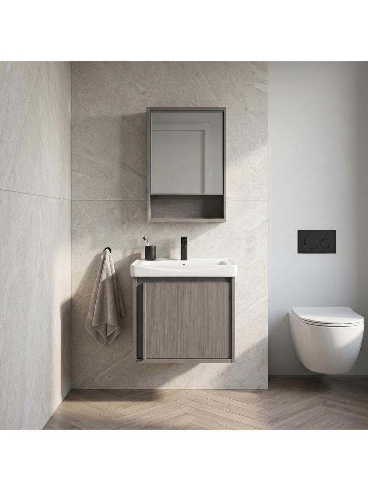 Set mobilier baie suspendat Rea Gama T25023 KJM 50cm maro cu lavoar ceramica [4]