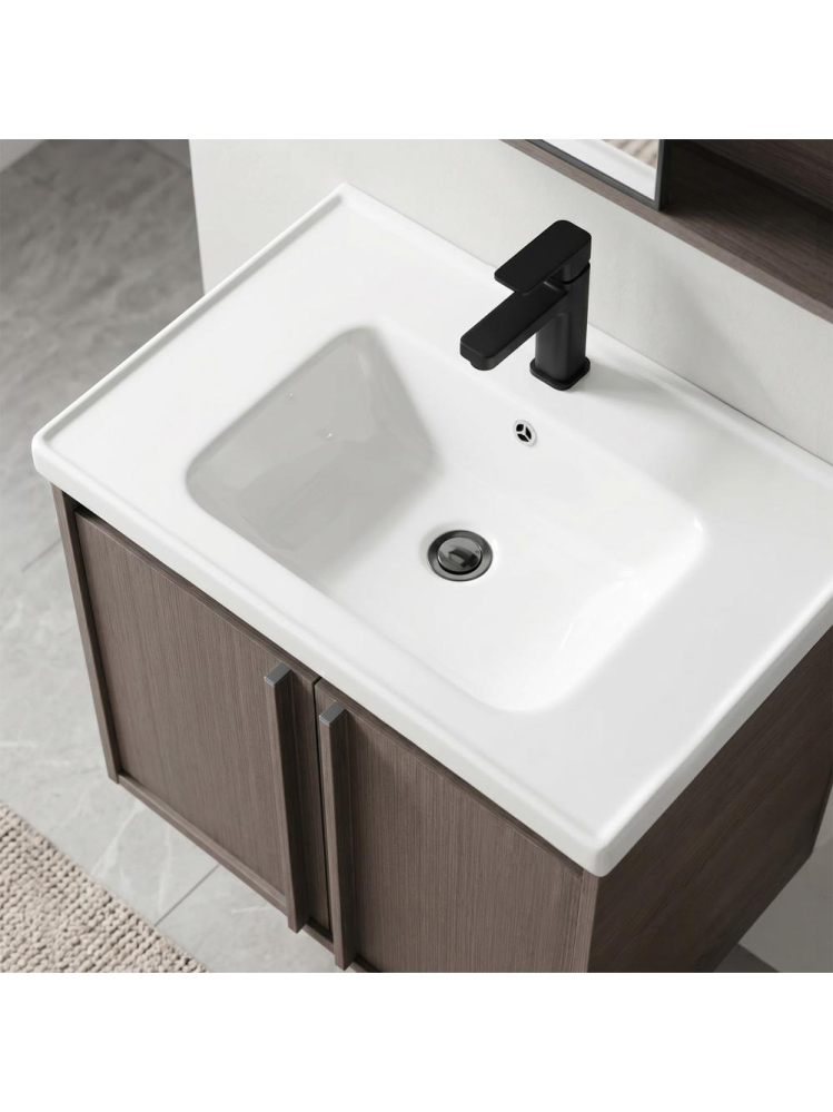 Set mobilier baie suspendat Rea Gama T25023 KJM 60cm maro cu lavoar ceramic [6]
