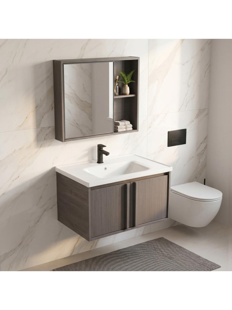 Set mobilier de baie cu lavoar Gama T25023 KJM 70CM maro [3]