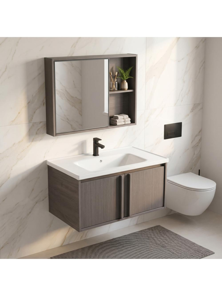 Set mobilier de baie cu lavoar Gama T25023 KJM 80CM maro [3]