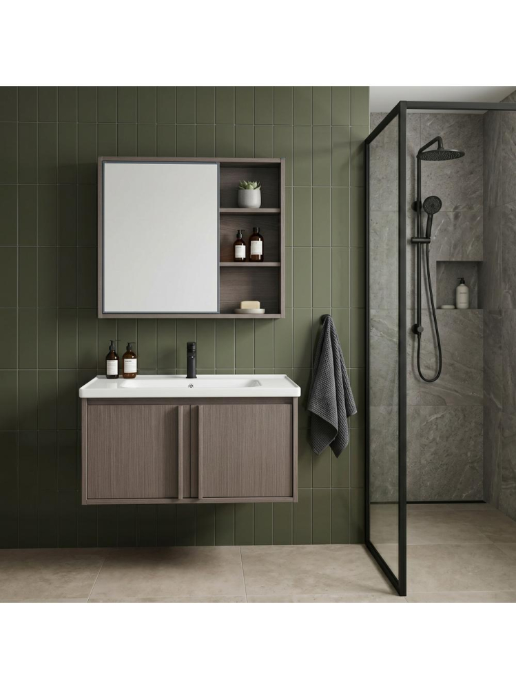 Set mobilier de baie cu lavoar Gama T25023 KJM 80CM maro [5]