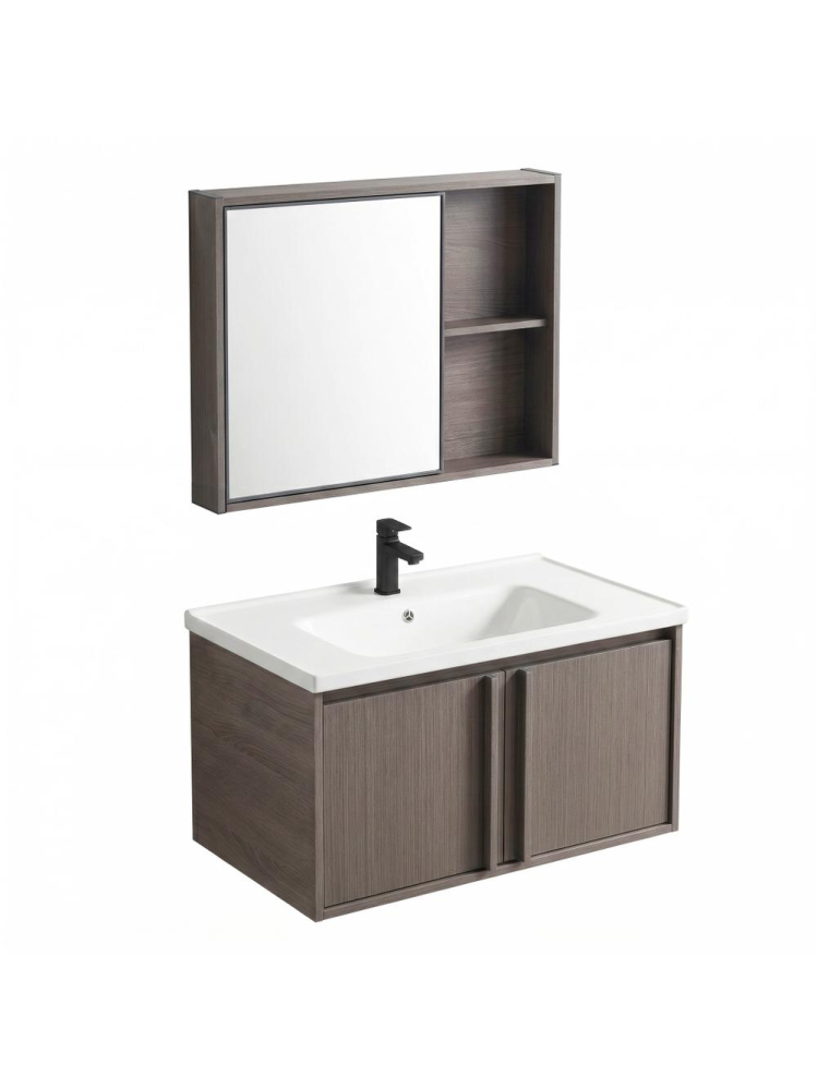 Set mobilier de baie cu lavoar Gama T25023 KJM 80CM maro [12]