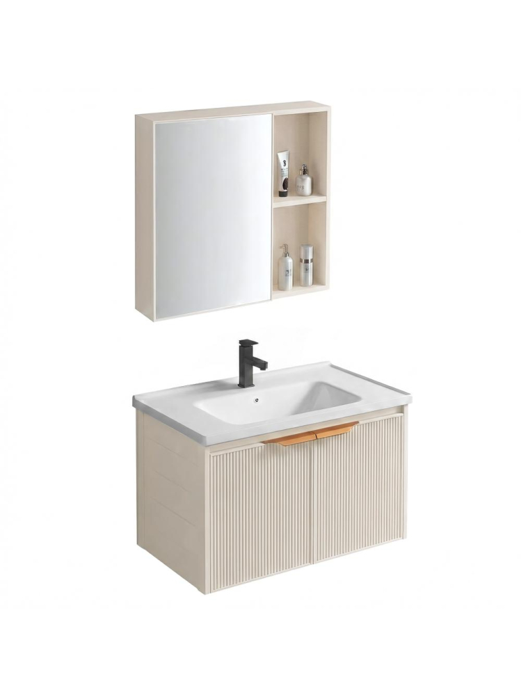 Set mobilier de baie cu lavoar Mario 60cm Bej [2]