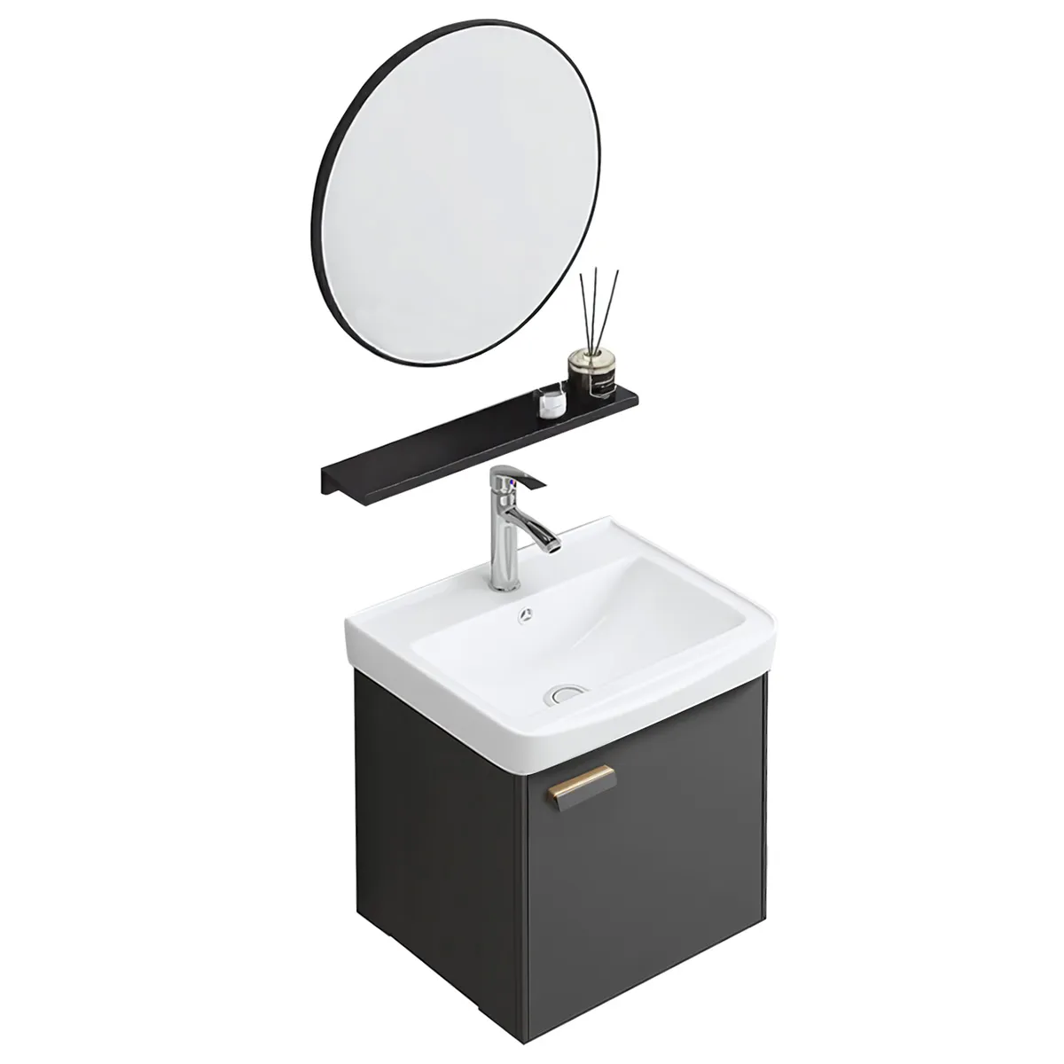 Set mobilier de baie cu lavoar Molly 40cm Gri [1]