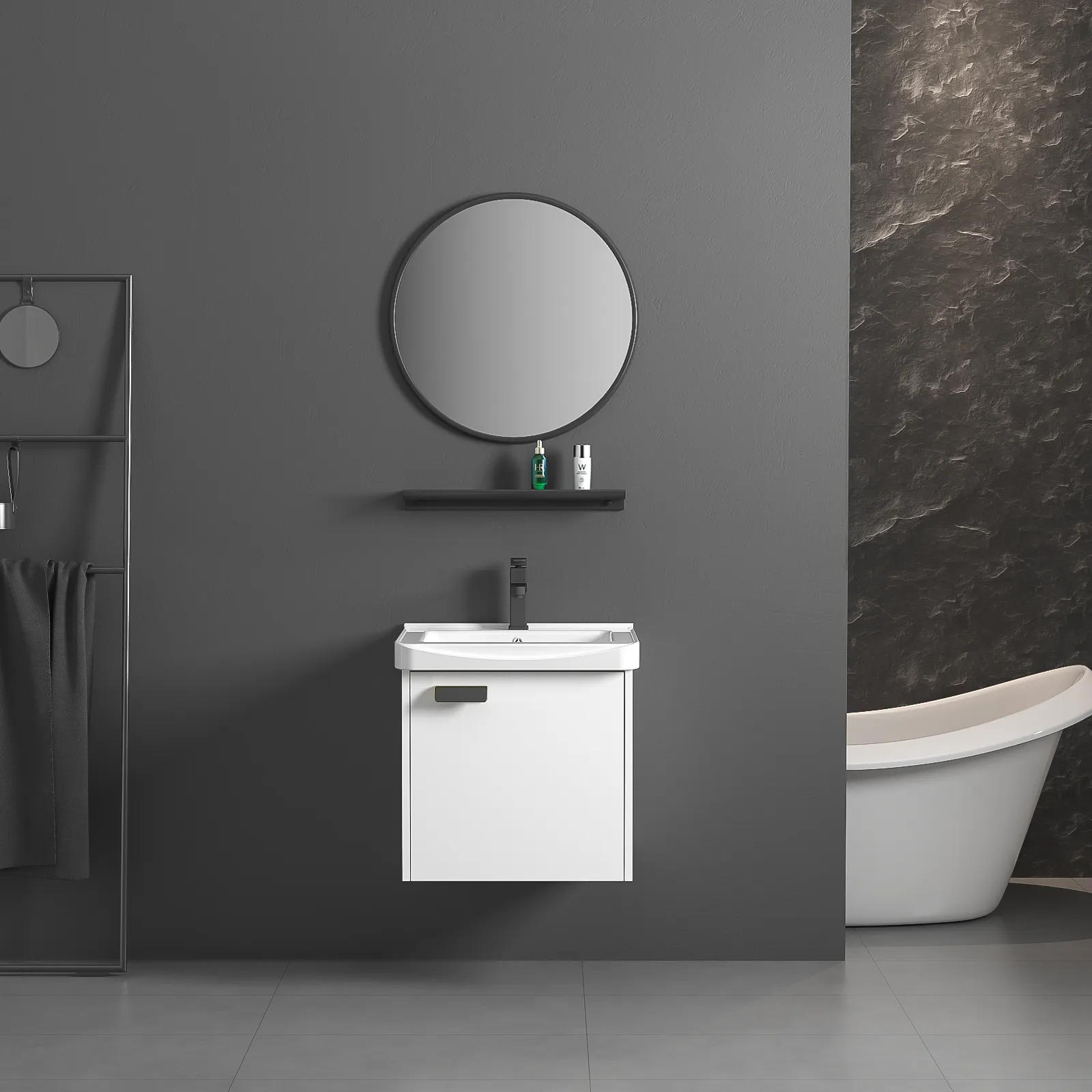 Set mobilier de baie cu lavoar Molly 40cm Alb [3]