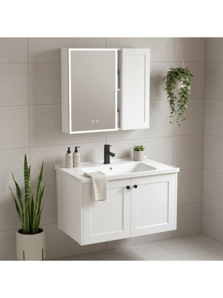 Set mobilier de baie cu lavoar Monti 60cm alb [3]