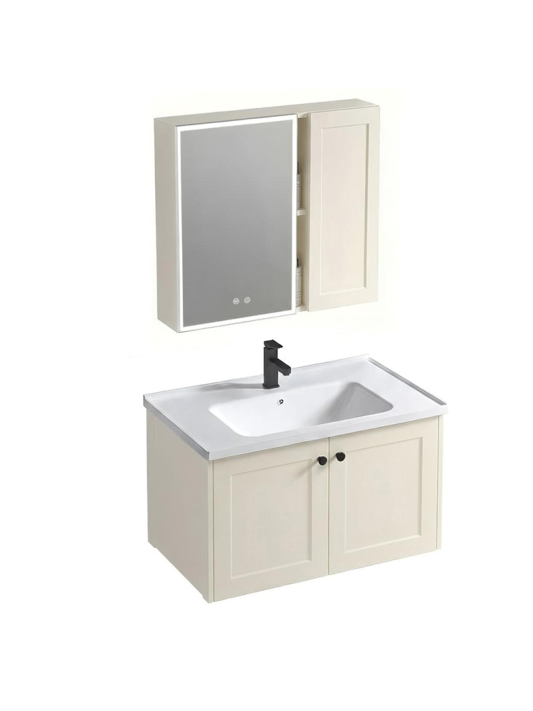 Set mobilier de baie cu lavoar Monti 60cm Crem [5]