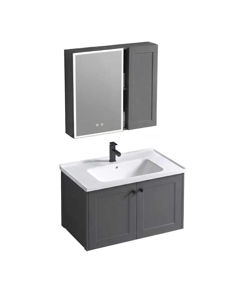 Set mobilier de baie cu lavoar Monti 60cm Grey [2]